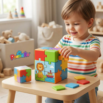PeamdXe™ 3D Puzzle Building Blocks for Toddlers - 2-in-1 Snap-On Jigsaw Puzzle & Easy-Click Cubes, STEM Educational Learning Toys, Fine Motor Skills & Color Matching Toddler Toys for Boys Girls Age 1-3 3-5
